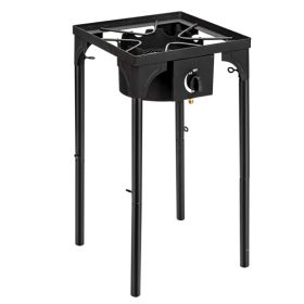 Outdoor Camp Stove High Pressure Propane Gas Cooker (Color: Black)