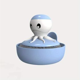 Cartoon Octopus Pot Brush With Holder (Color: Blue)