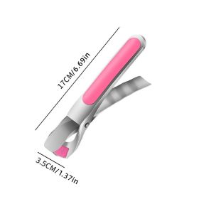 1pc Hot Bowl Dish Plate Gripper Clips; 304 Stainless Steel Anti-Scalding Tong Clamp; Anti-Scalding Kitchen Gadget; Heat Resistant Silicone Cookin (Color: Pink)
