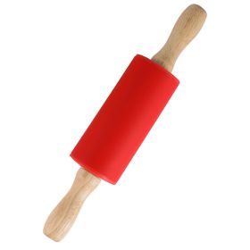 Silicone Rolling Pin (Color: Red)