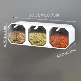 1pc Punch-free Wall-mounted Seasoning Box; Seasoning Jar; Kitchen Seasoning Storage Container; Seasoning Bottle; Spice Box Organizer; Seasoning S (Color: White Three Grid)