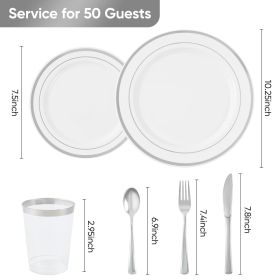 Gold/Silver Plastic Tableware Set - 350PC (PCS: Silver)