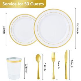 Gold/Silver Plastic Tableware Set - 350PC (PCS: 700PCS Gold)